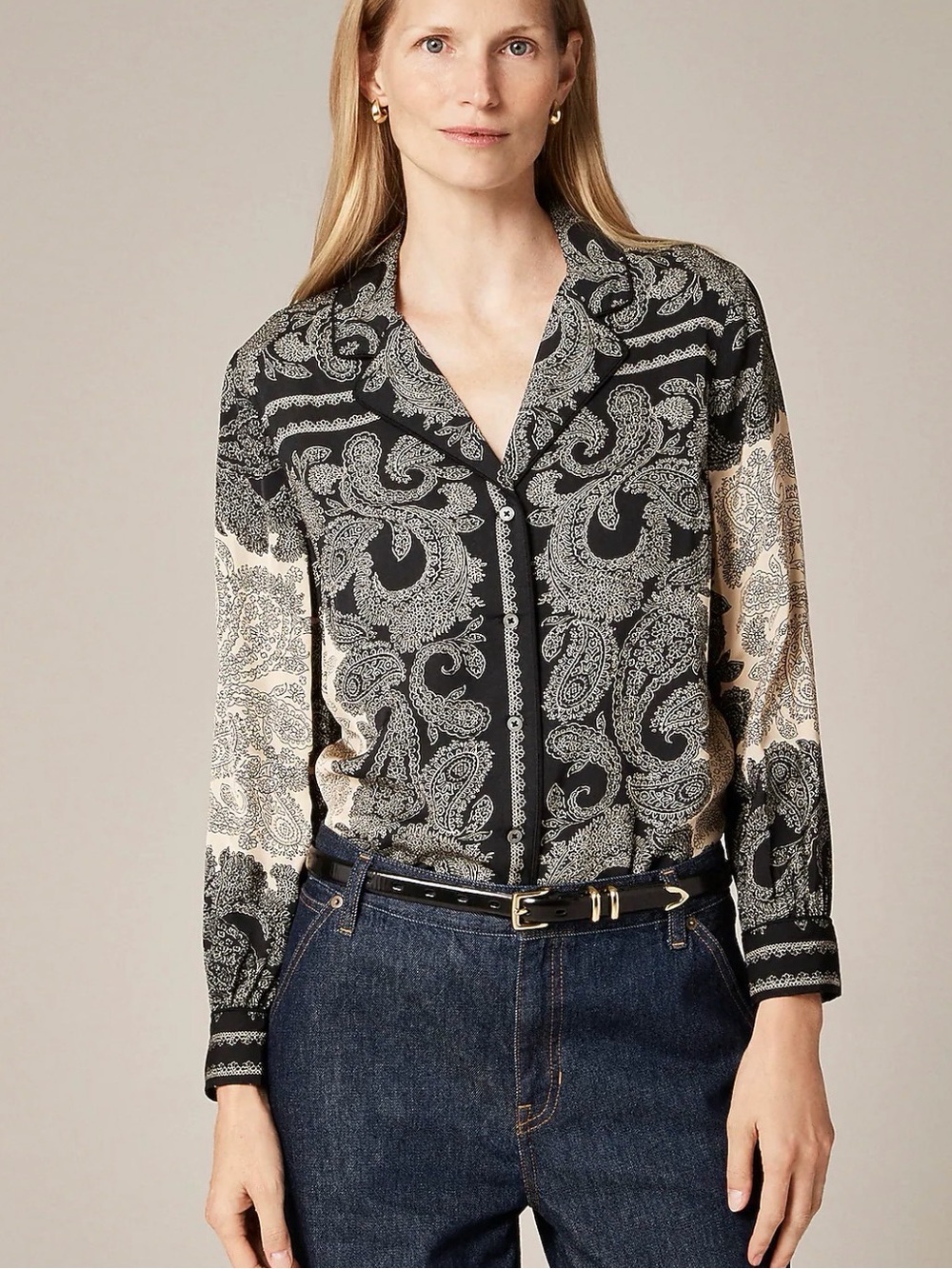 J CREW SIZE M Drapeyβ camp-collar shirt in paisley Scarf print CP645 $145